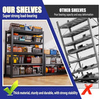 Garage Shelving-3000 lbs 5 Tier Storage Shelves,Adjustable Heavy Duty Metal Shelving Unit and Storage Large Wire Rack,Utility Steel Shelf for Warehouse Industrial Pantry Basement -78"x46"x20",Black