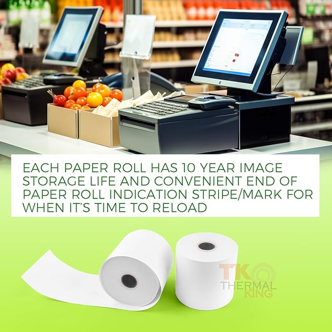 (10 Rolls) 2 1/4" x 165' Thermal Paper, POS Receipt Paper for Retail Business Cash Register, Fits Most Credit Card Terminal