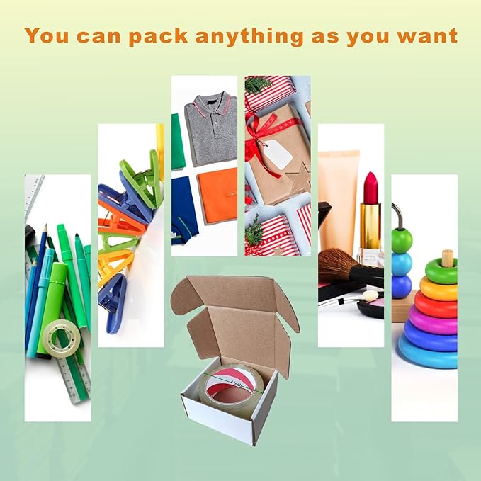 100 Pack 4x4x2'' Small Shipping Boxes, Corrugated Cardboard Mailers for Business, White (CM442-100)