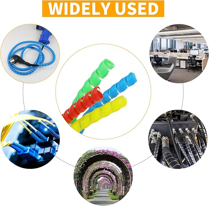 Spiral Cable Wrap, 16.4ft, 33ft Wire Protection Sleeve Cover Cable Organizer Pipe Flexible Spiral Wrap Winding Tube Prevent Cat from Chewing Cables (Green, 10mm (3/8")-16.4ft)