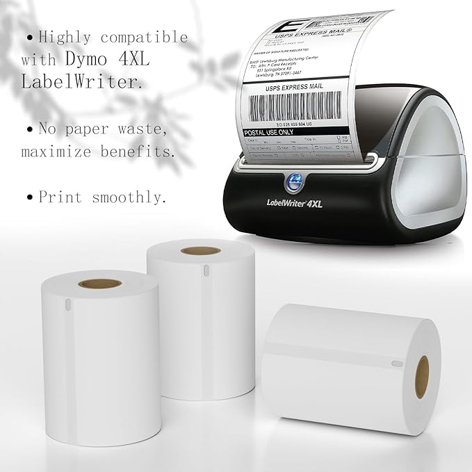 4"x6" (10 Rolls) BESTIKER Direct Thermal Shipping Labels Compatible with 4XL Label Writer 1744907, 1755120, Perforated Postage Label Paper for Thermal Printer, 220 Labels/Roll