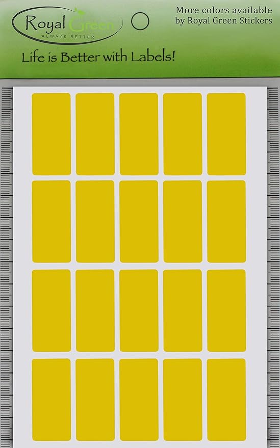 Royal Green Color Code Labels Rectangular 1.57 inch x 0.75 inch Yellow Stickers Rectangular Labels (40mm x 19mm) - 1000 Pack