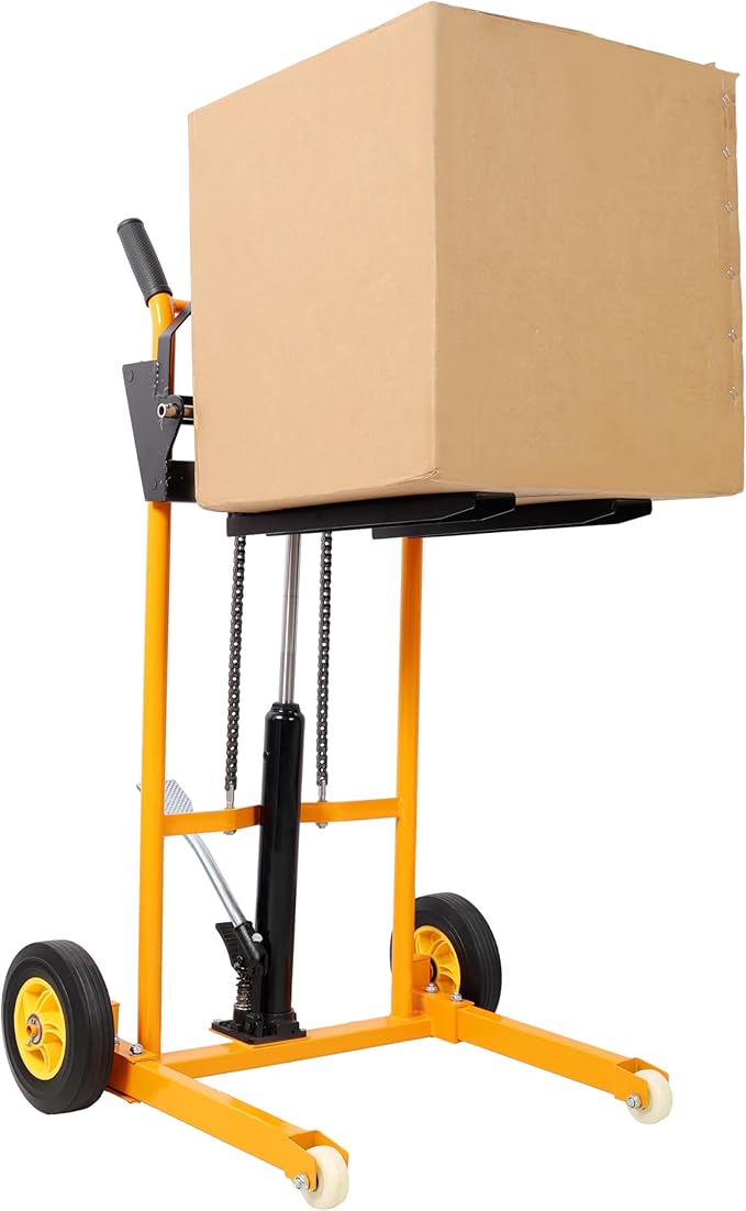 440lbs Material Lift Stacker, 35.5" Hydraulic Fork Lift, Max Lift Manual Forklift Pallet Lift Dolly, Manual Pallet Stacker for Supermarket, Warehouse, and Household