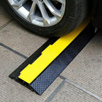 Rubber Cable Ramp Cord Cover Cable Protector Ramps Wire Hose Protective 2 Channel 22000Lbs Load Capacity Traffic Speed Bump for Asphalt Concrete Gravel Driveway Indoor Outdoor, 4 Pack