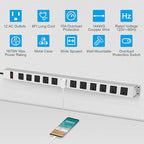 JUNNUJ Metal 12 Outlet Power Strip, Mountable Heavy Duty Power Strip, 1200J Surge Protector Wall Mount Screws Outlet with Switch, Gaming Desk Strips Wide Spaced 15A 125V 1875W, 6 FT 14AWG Power Cord