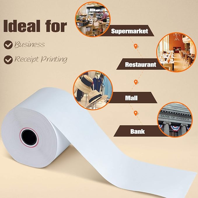 (96 Rolls) 2 1/4" x 150' Thermal Paper, Adding Machine/Calculator Tape Receipt paper for Cash Registers