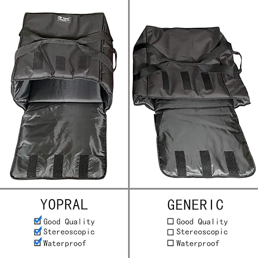 Pizza Bag, Thermal Pizza Delivery Bags Insulated Commercial Food Delivery Bag Pizza Boxes Professional Polyester Warmer Carrier for 3-12" or 3-14" (Black, 15"X15"X7")