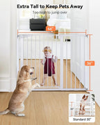 COMOMY 36" Extra Tall Baby Gate for Stairs Doorways, Fits Openings 29.5" to 40.6" Wide, Auto Close Sturdy Safety Dog Gate for House, Pressure Mounted Easy Walk Through Pet Gate with Door, White