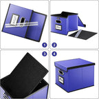 Huolewa Decorative Leather File Organizer Storage Boxes with Lids Set of 4, Document Boxes Organizer, Filing Boxes, Decorative Small File Boxes for Hanging Files, File Cabinet for Office/Home - 4 Pack