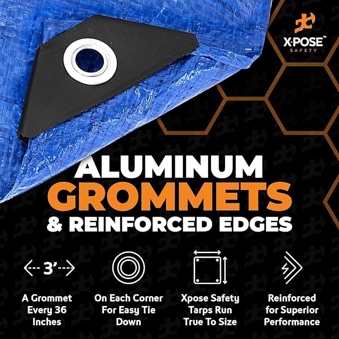 Better Blue Poly Tarp 40' x 50' - Bulk Full Pallet (42 Pack) Multipurpose Protective Cover - Lightweight, Durable, Waterproof, Weather Proof - 5 Mil Thick Polyethylene - by Xpose Safety
