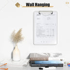 Hongri Plastic Clipboard with Pen Holder, White 8.5x11 Letter Size Clip Board for Classroom, Office, Students, Nurses and Women, Low Profile Clip, Size 12.5 x 9 in(Pack of 2)