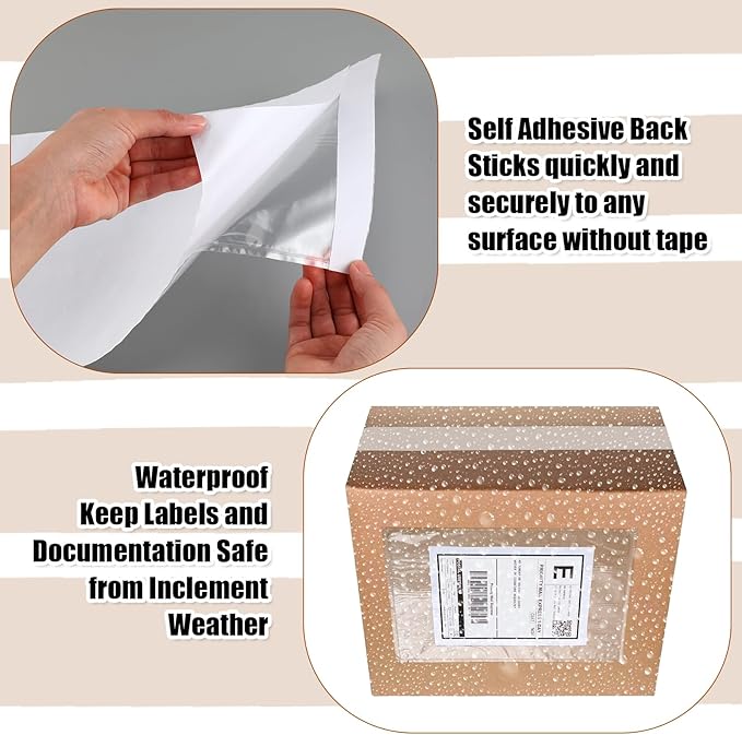 Cholemy 400 Pcs 9.5 x 12 in Clear Packing List Envelopes Shipping Pouches Mailing Shipping Label Sleeves Clear Adhesive Pockets Protectors Slip Envelope Pouches Holders Cover Enclosed Bag for Packing