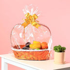 90 Packs Large Clear Cellophane Bags 14x20 18x24 24x30 Inches Jumbo Gift Basket Wraps Extra-large Transparent Plastic Bags for Fruit Basket, Gift Wrap, Treats, Arts and Crafts, 90 pcs Pull Ribbon Bow Ties