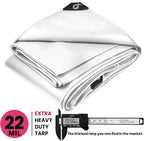 PROTARP Extreme Heavy Duty 22 Mil Tarp Cover, Waterproof, UV Resistant, Rip and Tear Proof, Poly Tarpaulin with Reinforced Edges for Roof, Camping, Patio, Pool, Boat. (White 24′ X 64′)