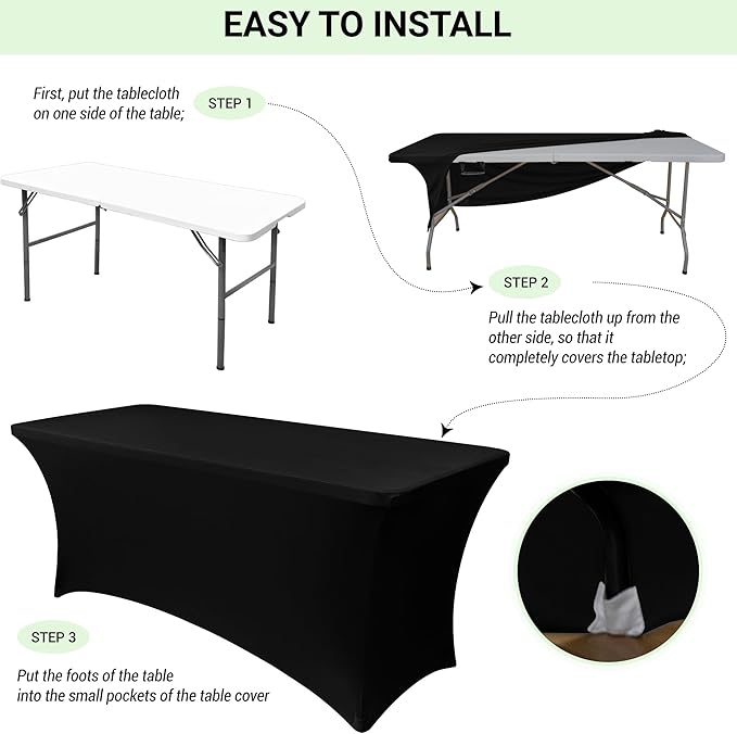 Obstal 6 Pack Stretch Spandex Table Covers for 6 Foot Tables - 6 FT Universal Rectangular Fitted Tablecloth Protector for Wedding, Banquet, Party, 72 Length x 30 Width x 30 Height Inches, Dark Pink
