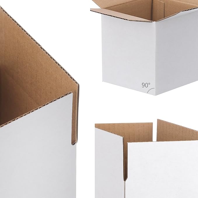 FARRAY Shipping Boxes 4x4x4 inches (Inner Size), 30 Pack Sturdy Kraft Corrugated Small Cardboard Boxes for Mailing Packing, White