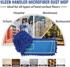 KLEEN HANDLER 6 Pack of 18 Inch Microfiber Dust Mop, Large Washable Commercial Mop Head Replacement, Sweeper, Janitorial Dust Mops, Blue