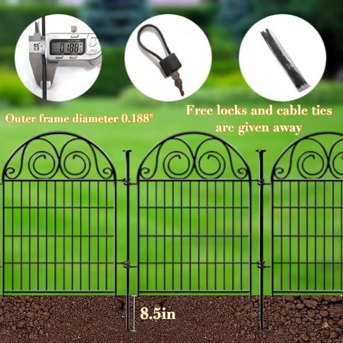 Tall Garden Fence with Gate, 36 Inch(H) 4 Panels Dog Fence Outdoor for Yard, Total Length 8.8 Ft Metal Temporary Dog Fencing│Patented
