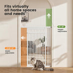 Gardner Pet 51"-87" Extra Tall Cat Gate for Doorway, Wide Adjustable 27.56"-37" Baby Gate Included 4 Extension Kits, Pressure Mounted Safety Full Door Gate for Stairs, Studio, Kitchen (Black)