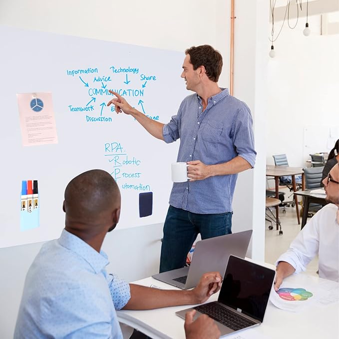 HAMIGAR Magnetic Whiteboard Contact Paper 48" x 71" Dry Erase White Board Sticker for Wall Stick on White Board Peel and Stick Wallpaper Adhesive Poster with Marker, Magnetic Eraser and Magnets