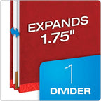 Pendaflex® Classification Folders, Standard, 1 Divider, Embedded Fasteners, 2/5 Cut Tab, Bright Red, Letter, 10/BX (23731) (Pack of 2)