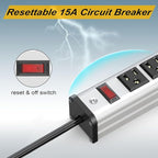 Long Surge Protector Power Strip,16 Outlet Heavy Duty Power Strip Metal Power Bar,10 FT Long Extension Cord with Circuit Breaker for Garage,Workshop,Industrial(125V/1875W, ETL Listed)