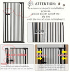 Lumizone Extra Tall Cat Gate 55.12" High Pressure Mounted Extra Wide 2025 New (17 Sizes) 1.37" Gap No Drilling Auto-Close One-Handed Operation Tall Pet Gate for Dogs(Black, 55.12" H x 71.85"-75.97" W)