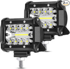 4 Inch 120W LED Light Bar 12000LM Spot Flood Combo Off Road Triple Row Work Driving Fog Light for Pickup Truck ATV UTV SUV Boat 2PCS