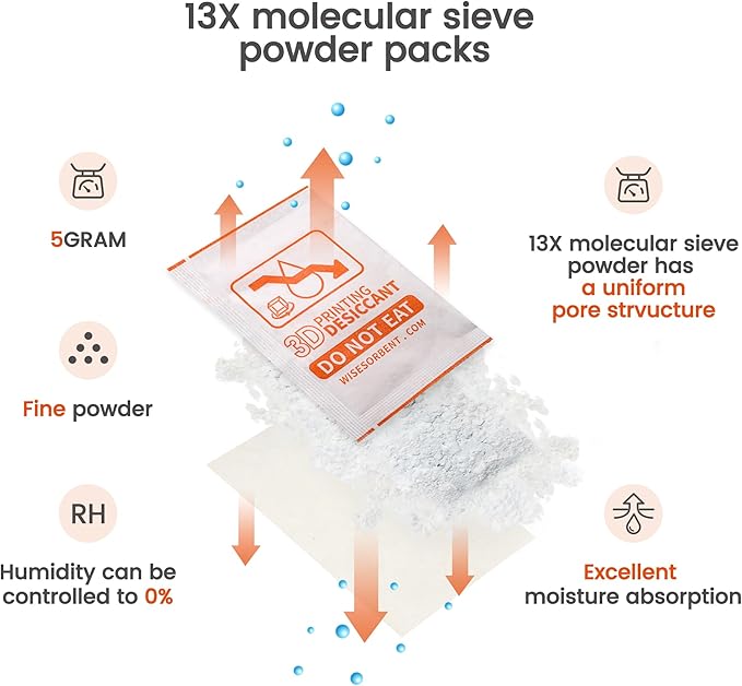30Pcs 5 Gram 13X Molecular Sieve Powder Packs for 3D Printer Filament Storage, 3D Printer Filament Dryer