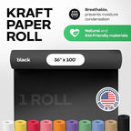 Black Paper Roll 36" x 1200" (100 feet) - USA-Made 50lb Thick Kraft Paper for Packing, Moving, Shipping, Wrapping, Crafts, Arts, Birthday Party - 100% Recycled Gift Wrap Material by IDL Packaging