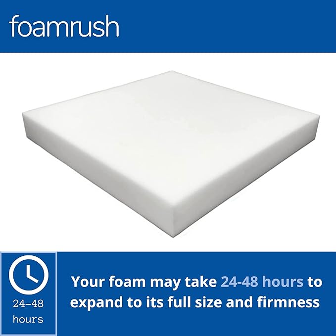 FoamRush 3" x 26" x 26" High Density Upholstery Foam Cushion, Square Foam for Dining Chairs, Chair & Wheelchair Seat Cushion Replacement