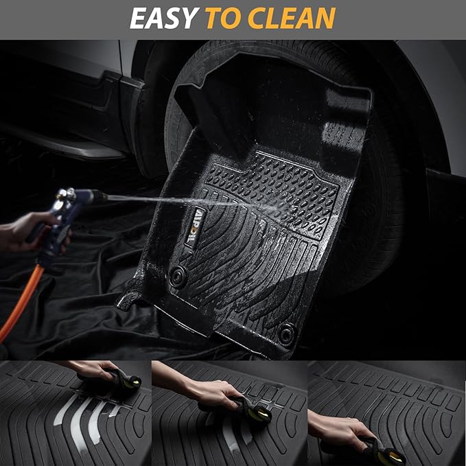 AIPOIL® Floor Mats for 2017-2020 Hyundai Elantra Fits 1st & 2nd Row TPE All Weather Anti-Slip Floor Liners Full Set Custom Car Mats Accessories, Black
