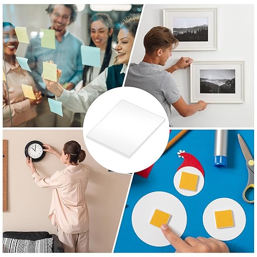 uxcell 50Pcs Double Sided Adhesive Pads, 1.38" x 1.38" Clear Removable Heavy Duty Mounting Tape Picture Hanging Sticky Adhesive Pad for Wall, Poster Picture, DIY Craft