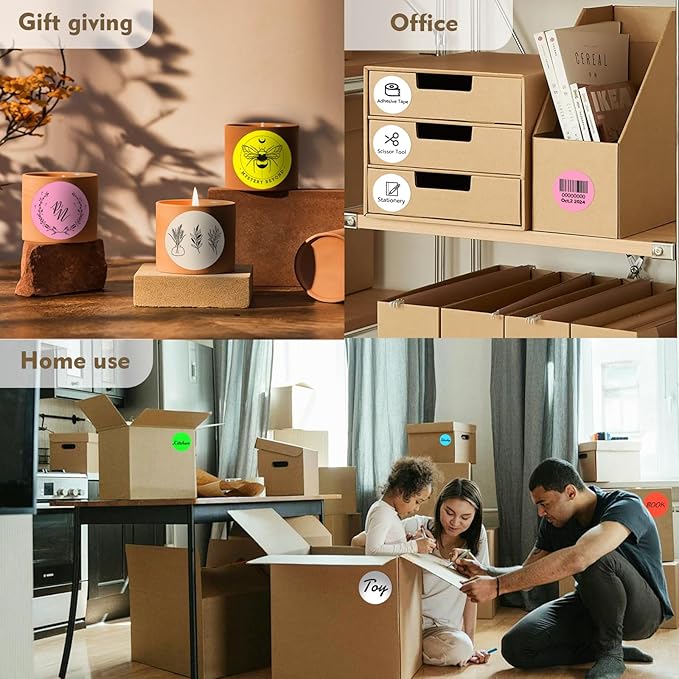 3 x 3Inch Round Color Coding Labels Circle Thermal Labels Printable Waterproof 500Pcs Round Stickers Adhesive Writable for Office,Home,Garage,DIY Sticker,Barcodes,Name Tag, Light Brown