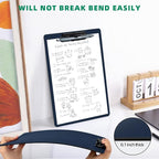 Blue Clipboard with Pen Holder, 2 Pack Plastic Clipboard with Low Profile Metal Clip, Hanging Clip Boards Holds 8.5x11 Inch Papers, Standard A4 Letter Size Clip Boards for Office & School
