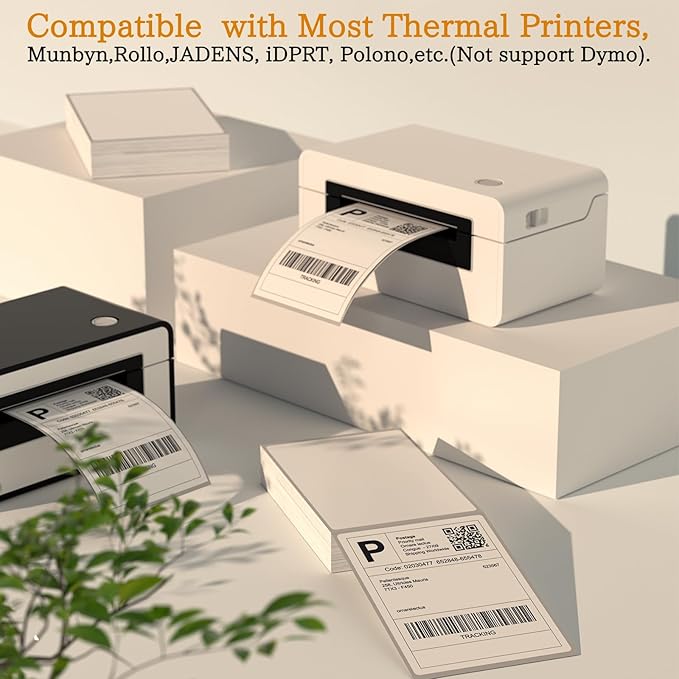 SJPACK 4" x 6" Thermal Labels, 2000 Fanfold Labels, Direct Thermal Shipping Label Compatible with Nelko, Rollo, Zebra, Brother, Orgbro, Munbyn, Jadens Shipping Label Printer, Commercial Grade