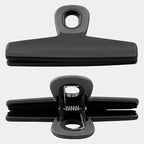 COOK WITH COLOR Wide Heavy Duty Chip Clips - Large Bag Clips for Food Storage with Air Tight Seal Grip, Pack of 8, Black