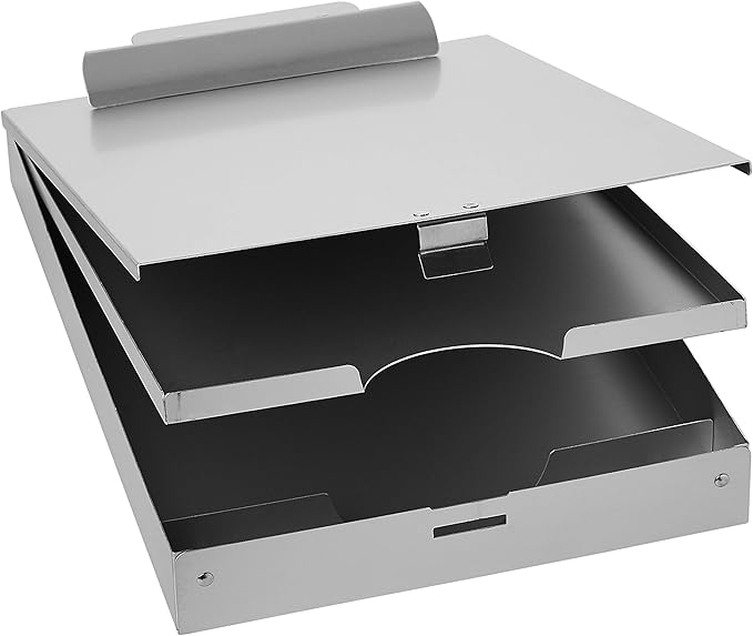 Amazon Basics Metal Storage Clipboard, Three-Tier, Pack of 10, letter size, Silver