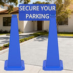 BESEA 3 Pack 28" Bright Blue Traffic Safety Cones with Weighted Base, High-Visibility Parking Cones for Driveways, Business Parking Lots, Garages, Indoor/Outdoor Use