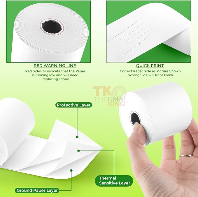 (100 Rolls) 2 1/4" x 165' Thermal Paper, POS Receipt Paper for Retail Business Cash Register, Fits Most Credit Card Terminal