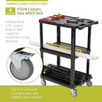 Pearington 3-Tier Compact Multi-Purpose Plastic Utility Cart with Lockable Wheels up to 300LBS, Black