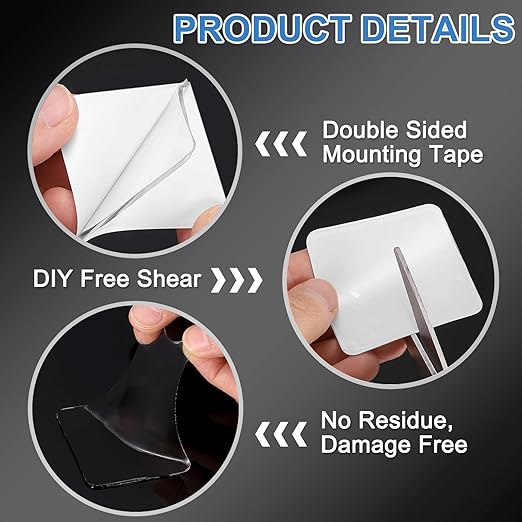 uxcell 100Pcs Double Sided Adhesive Pads, 1.38" x 0.98" Clear Removable Heavy Duty Mounting Tape Picture Hanging Sticky Adhesive Pad for Wall, Poster Picture, DIY Craft