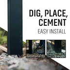 80" W x 69" H Black Aluminum Privacy Fence Kit – (1) Pre-Assembled Panel with (2) 4x4x9' Dig & Set Posts, Caps & 100 Black Screws – Modern Low-Maintenance Fence System