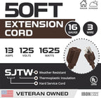 Iron Forge Cable Outdoor Brown Extension Cord 50 ft - 16 Gauge 13 Amp Heavy Duty Brown Outdoor Extension Cords 3 Prong - 16/3 SJTW - Great for Outdoor