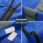 5 Pack Mesh Safety Vest Custom Logo Class 2 High Visibility Reflective Vest with Pockets Construction Security Work Vest Blue