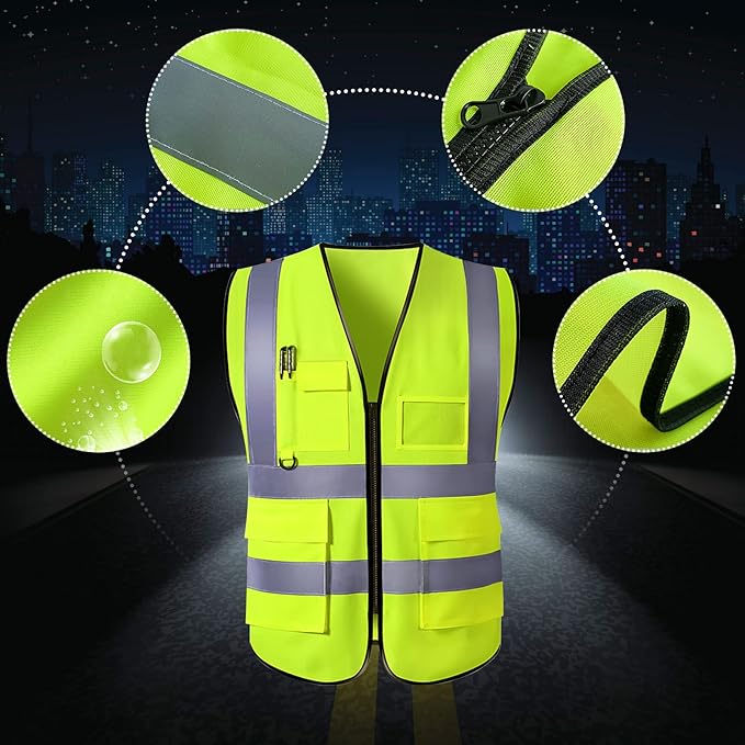 Personalized Safety Vest Custom High Vis Vest Customize Logo Safety Vest with Reflective Strip 5 Pockets Workwear