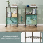 3 Tier Shelf Metal Storage Shelves Wire Rack Closet Organizers with Wheel for Garage Kitchen Bathroom Laundry Brown 11.8" D x 17.7" W x 29.8" H