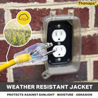 10 Foot Lighted Outdoor Extension Cord - 12/3 SJTW Heavy Duty Yellow Extension Cable with 3 Prong Grounded Plug for Safety - Great for Garden and Major Appliances