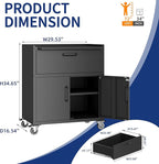 Metal Tool Cabinet,Garage Storage Cabinet System,Wall Cabinet & Locking Rolling Tool Cabinet with Doors and Adjustable Shelves,Steel Tool Cabinets for Home (2 Pcs-StyleB, Black)