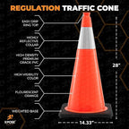 Xpose Safety 28 Inch Orange Traffic Cones with 6" Collar - 24 Pack Multipurpose PVC Plastic Safety Cone for Parking, Soccer, Caution, Kids and Construction - DOT Approved